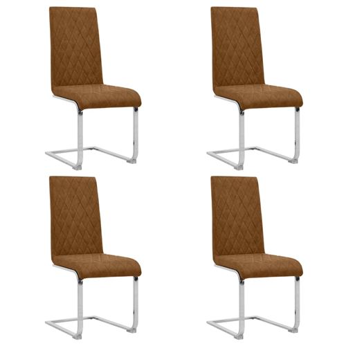 vidaXL Chaises à diner cantilever 4 pcs Marron foncé Similicuir