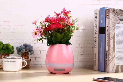 Pot de fleur musical Bluetooth Enceinte Rose