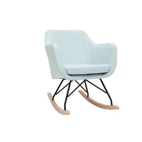 Rocking chair scandinave en tissu menthe à l'eau ALEYNA