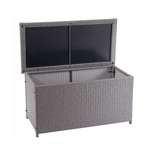 Coffre à coussins en polyrotin, HWC-D88, coffre jardin ~ Basic gris, 51x100x50 cm, 170l
