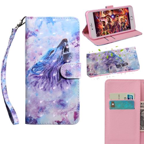 Etui en PU porte-décor d'impression à motifs pour décor par points lumineux loup pour votre Samsung Galaxy A50