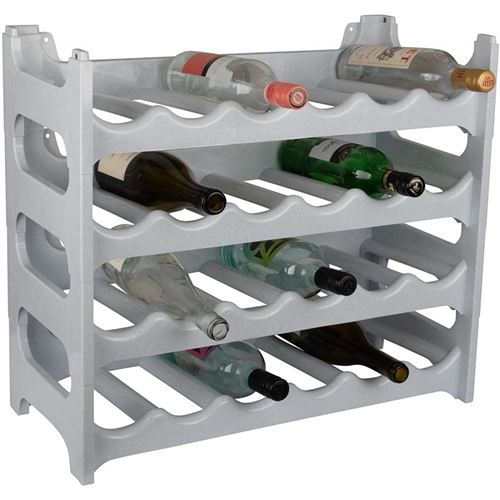 Cave à vin modulable, Étagère à bouteille, Casier à bouteille, Range bouteille, Porte bouteille (24 emplacements de bouteilles, Gris Granite)