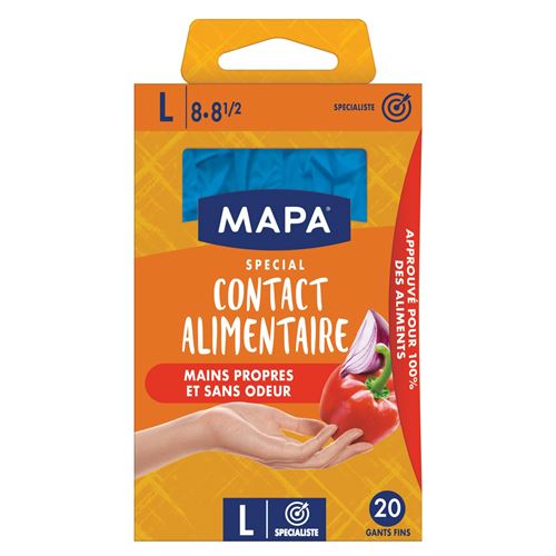 MAPA Boite de 20 Gants Fins Contact alimentaire - Taille L-8/8.5