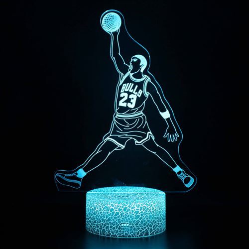 Lampe 3D Tactile Veilleuses Enfant 7 Couleurs avec Telecommande - Michael Jordan #1264