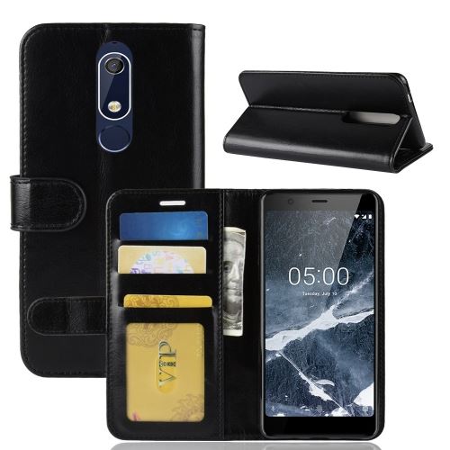Nokia 5.1 Housse Etui Cuir PU Texture Peau Noir ALS75455