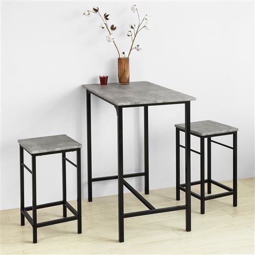 Set de 1 Table + 2 Tabourets Table Mange-Debout Table Haute Cuisine Ensemble Table de Bar bistrot + 2 tabourets SoBuy® OGT10-HG