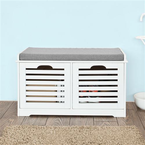 Banc de Rangement avec coussin rembourré et 2 cubes SoBuy® FSR23-K-W