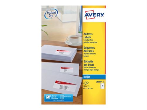 Avery - Blanc - 63.5 x 38.1 mm 525 &eacute;tiquette(s) (25 feuille(s) x 21) &eacute;tiquettes adresses