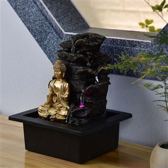 Mur d'eau fontaine XL avec bouddha meditation et eclairage led