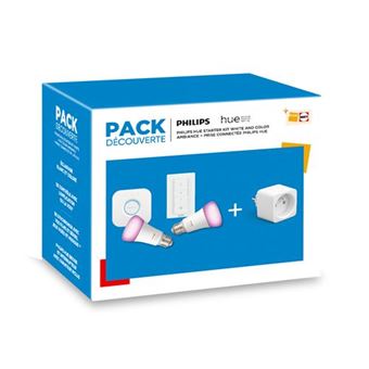 Pack Découverte Philips Hue starter kit Blanc et couleur + Prise