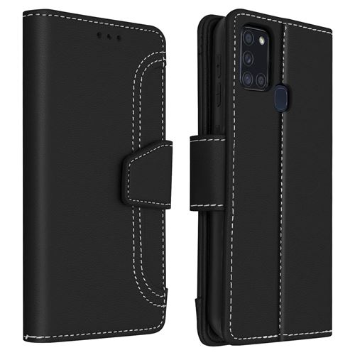 Avizar Étui Pour Samsung Galaxy A21s Clapet Portefeuille Fonction Support Noir