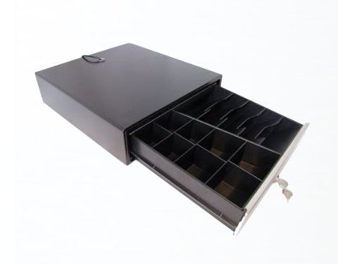 APG Cash Drawer ecd330, Cash Drawer, 6B/CLI-8 C 330 mm, Wide Entry Level, 24 V,, ecd330-BLK (330 mm, Wide Entry Level, 24 V, Black, cable inclus)