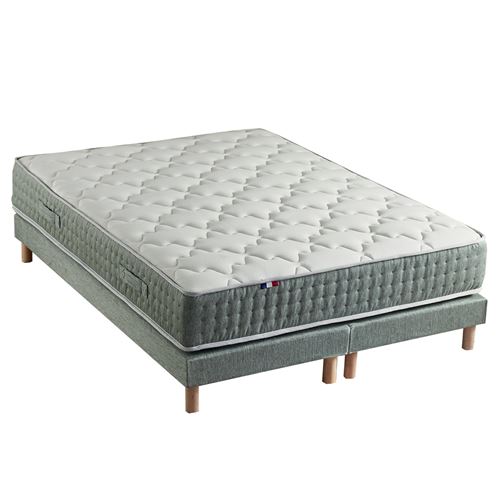 Ensemble matelas ressort 7 zones sommier vert 180x200
