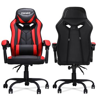 Chaise De Bureau Gaming Avec Repose Tete L88 P65 H33 Cm Noir Rouge Achat Prix Fnac