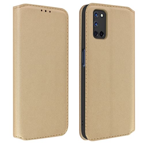 Avizar Housse pour Oppo A72 / A52 Clapet Porte-cartes Fonction Support Fin et Élégant Or