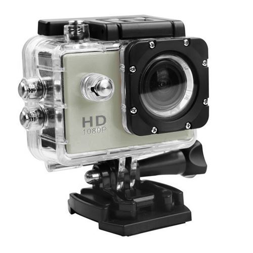 Caméra sport Mini 1080P HD avec boîtier étanche-gris