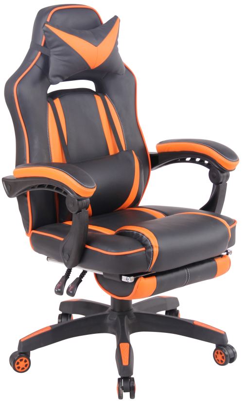 Fauteuil de bureau Heat en Similicuir - chaise de bureau inclinable, Hauteur réglable, Pivotante - Couleur Noir/Orange