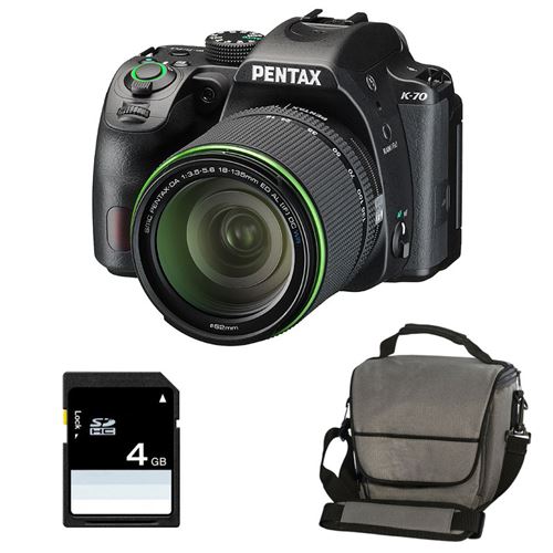 Pentax appareil photo reflex k70 noir + 18-135 wr + sac + carte sd 4go