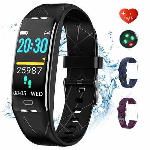 Montre Connectée Homme Femmes Enfant Montre sport Etanche IP68 pour iPhone Samsung Huawei Android iOS-Noir