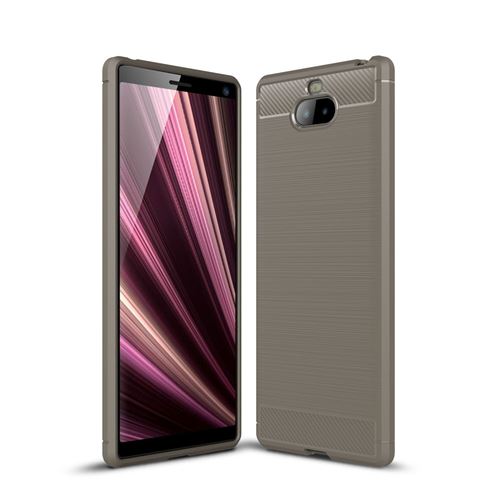 Coque en TPU fibre de carbone gris pour votre Sony Xperia XA3