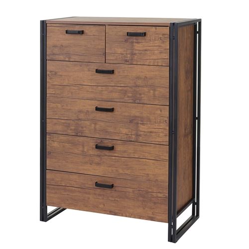 Buffet haut MENDLER HWC-A27, 115x80x40cm, 6 tiroirs, aspect chêne