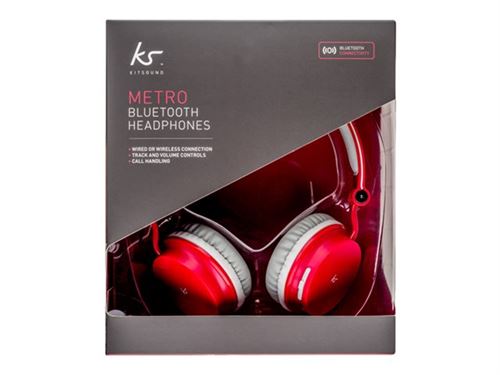 KitSound Metro - Koptelefoon met micro - over oor - Bluetooth - draadloos - rood