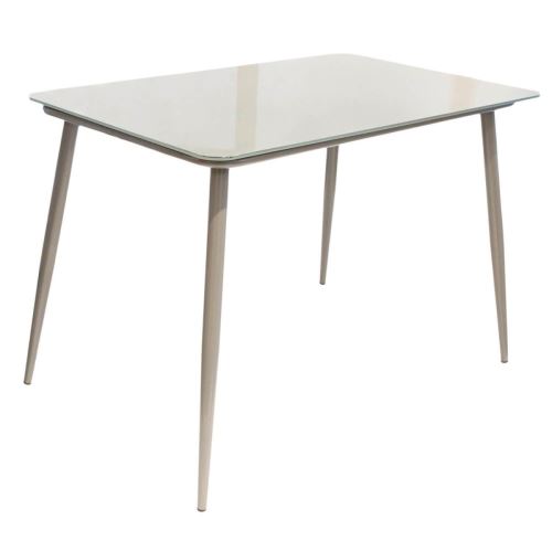 Tanita - Table Repas Rectangulaire Plateau Verre Gris