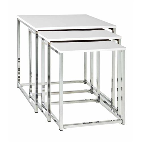 Paris Prix - Lot De 3 Tables D'appoint zélie 42cm Blanc