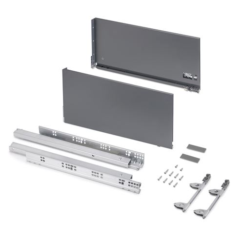 Emuca Tiroir Extérieur Vertex Avec Réglages 3D Hauteur 242Mm, 60Kg, Profondeur 500Mm, Acier, Gris Antracite