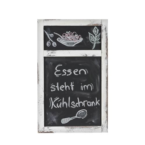 Mendler tableau mural / tableau de publicité à craie, 55x34x2cm style shabby chic ~ blanc