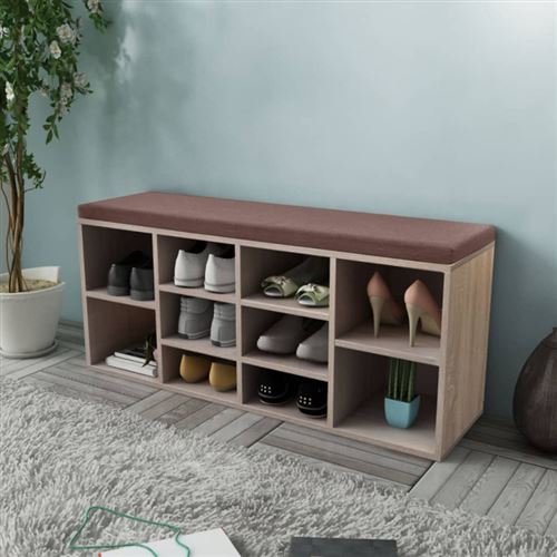 Vidaxl Banc De Rangement À Chaussures 10 Compartiments Couleur Chêne - Image 2