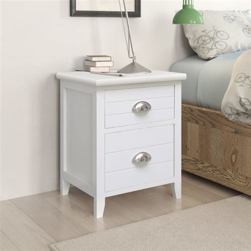Vidaxl Blanc Table De Chevet 2 Pcs Avec 2 Tiroirs - Image 2