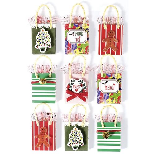 9 stickers 3D de Noël - Sac cadeau 5 cm - Graine Créative