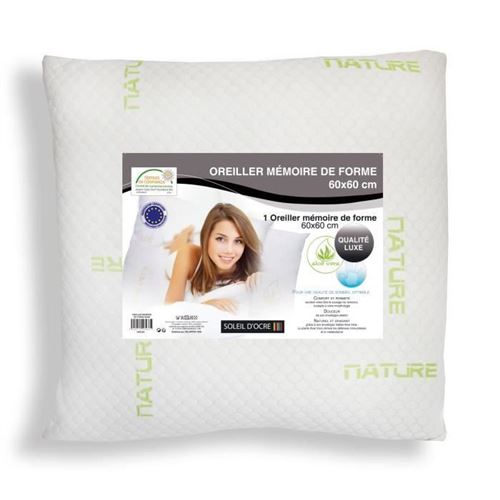 SOLEIL DOCRE Oreiller a memoire de forme 60x60 cm blanc
