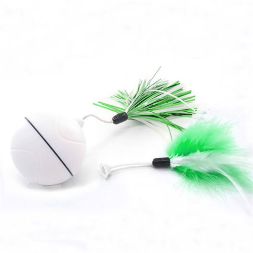 Animal de compagnie LED Boule de Roulement Jouet Wicked Ball Rotatif Jouet pour Chat Jouet électrique USB avec Plume BLANC