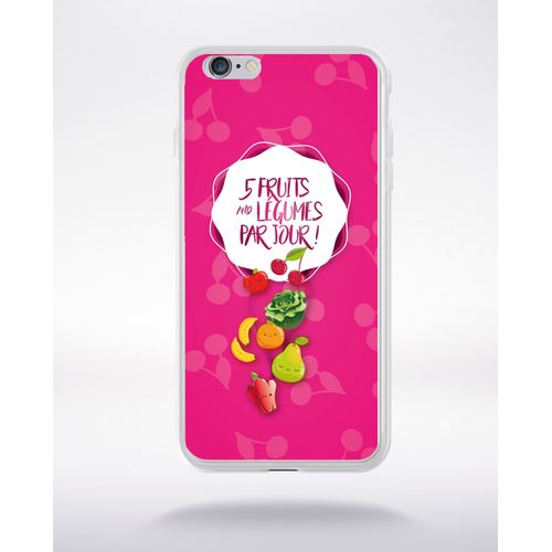 Coque 5 Fruits Et Legumes Fond Rose Compatible Iphone 6 Transparent