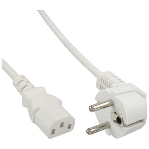 Câble d'alimentation, Schutzkontakt vers IEC 3 broches femelle, blanc, H05VV-F, 3x0.75mm², 0.3m