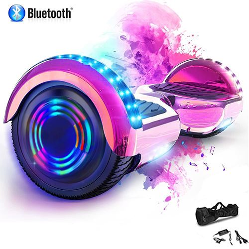 6.5 Pouces Hoverboard Bluetooth Puissance 700W Avec lumière LED -sac de transport et télécommande offerts Rose