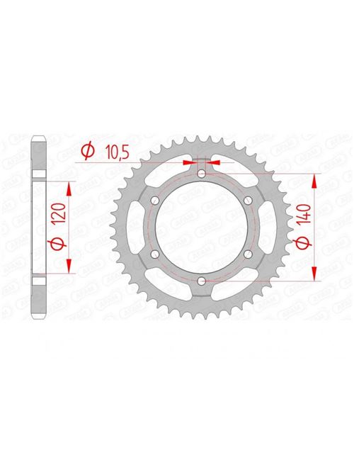 Couronne AFAM 46 dents acier standard pas 525 type 14507