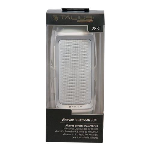 talius 28BT – Enceinte Bluetooth 3.0, Carte SD, Mains Libres, 10 W, Couleur Blanc