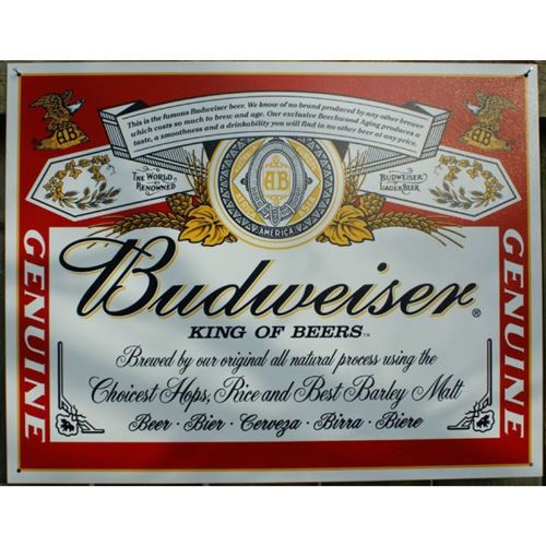 plaque budweiser logo classic rouge blanc deco bar biere usa