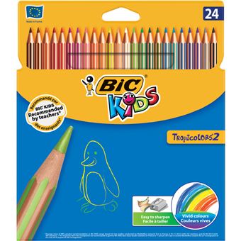 Crayons de couleur Bic Kids Tropicolor - 12 crayons - Crayon de couleur