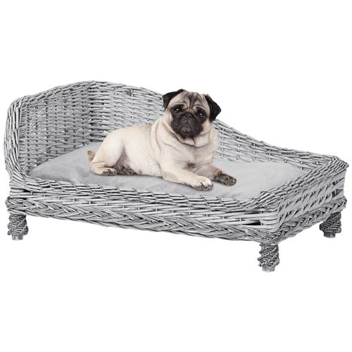 Comparer les prix de Canapé méridienne chiens chats style cosy chic dim. 69L x 42l x 33H cm coussin intégré osier gris