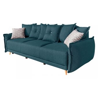 220 sur bobochic canape droit convertible coffre lena turquoise achat prix fnac