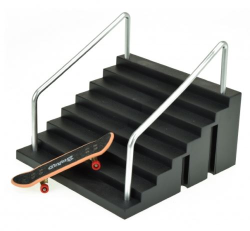 Toi-Toys finger skateboard avec escalier 9 cm 4 pièces noir