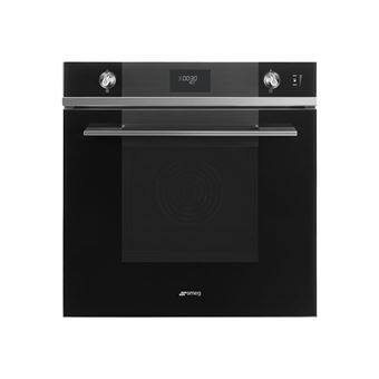Smeg Linea SOP6101S2N - Four - avec fonction vapeur - intégrable - niche - largeur : 55.4 cm - profondeur : 56 cm - hauteur : 58.3 cm - avec système auto-nettoyant - classe A+ - noir avec poignée chromée