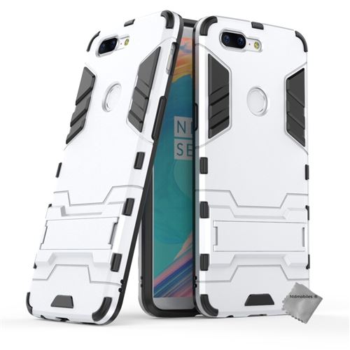 Housse etui coque rigide anti choc pour OnePlus 5T avec verre trempe - ARGENT