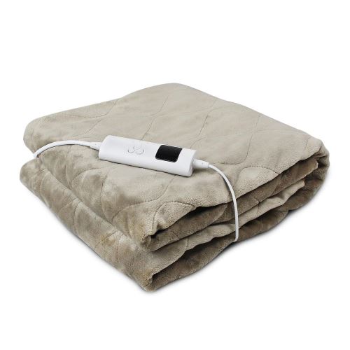 Todeco - Couverture Chauffante, Chauffe Lit, 160 x 130 cm, Kaki, Réglage de la minuterie: 1/2/3 heures