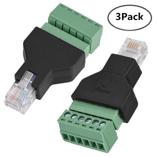 1Pcs Ethernet RJ12 6P6C Mâle à 6 Bornes à vis Connecteur Adaptateur