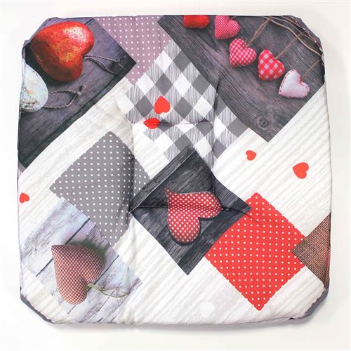 galette 4 rabats 36 x 36 x 3.5 cm polyester photoprint valentine